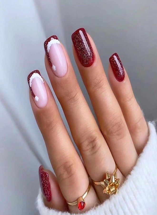 CTTHNBD 6 Packs (144 Pcs) Christmas Press on Nails - Square, Red, Short, Medium, Snowflake False Nails - Glue on, Fake, Stick on Nails for Women - 12 Sizes, 6 Styles - Image 4